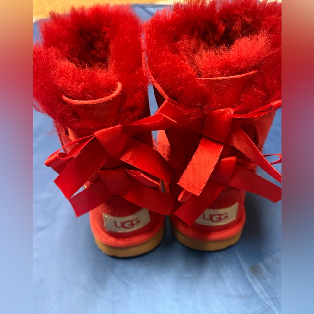 UGG Kids Vibrant Red Furry Boots